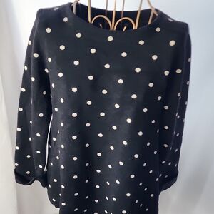 Soft Polka Dotted Sweater With Back Button Detail Size M